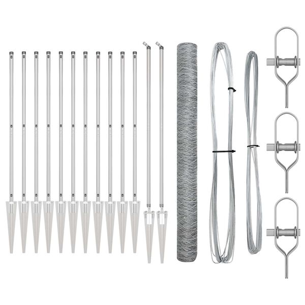 vidaXL Poste de Valla Plateado 25 x 1,6 m (malla de 50 mm) Acero