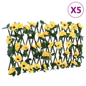 vidaXL Enrejado expansible hiedra artificial amarillo 5 uds 180x20 cm