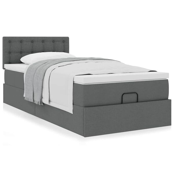 vidaXL Estructura cama otomana colch&oacute;n tela gris oscuro