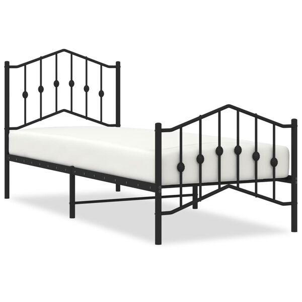 vidaXL Estructura cama sin colchón con estribo metal negro 80x200 cm