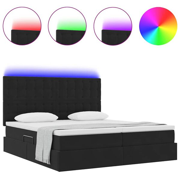vidaXL Cama con tira de luces LED Negro 200 x 200 cm Terciopelo