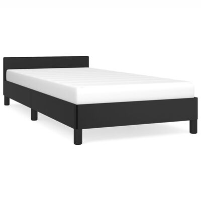 vidaXL Estructura de cama con cabecero cuero sintético negro 90x200 cm