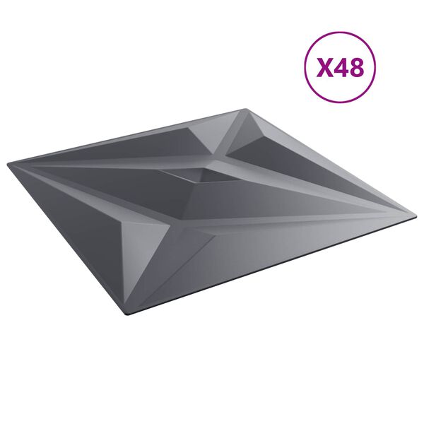 vidaXL Paneles de pared 48 pcs Gris Estrella 50 x 50 cm Espuma XPS