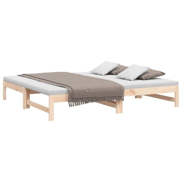 vidaXL Sof&aacute; cama extra&iacute;ble madera maciza de pino 2x(75x190) cm