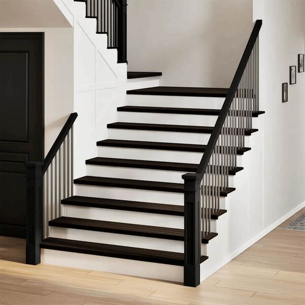 vidaXL Pelda&ntilde;os de escalera 2 uds madera maciza roble marr&oacute;n oscuro