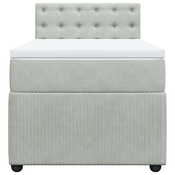 vidaXL Cama box spring con colch&oacute;n terciopelo gris claro 90x190 cm