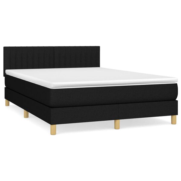 vidaXL Cama box spring con colch&oacute;n tela negro 140x200 cm