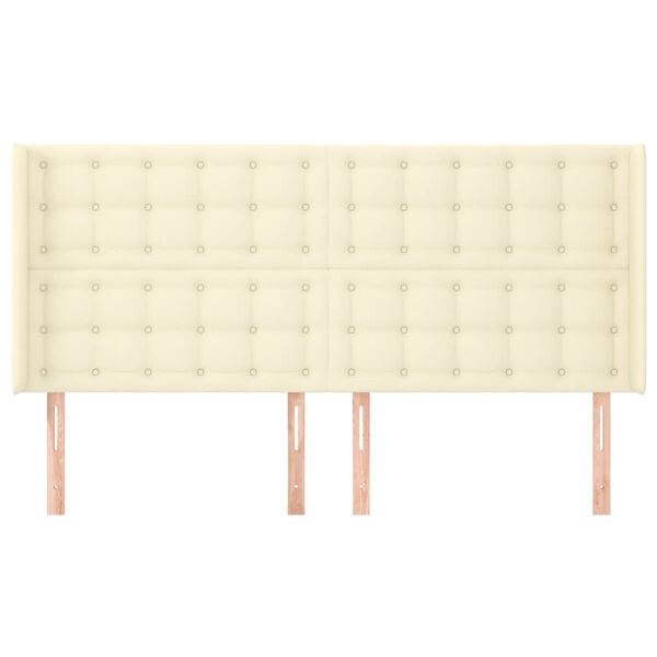 vidaXL Cabecero con orejas de cuero sint&eacute;tico crema 203x16x118/128 cm