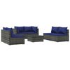 vidaXL Set de sof&aacute;s de jard&iacute;n 7 piezas y cojines rat&aacute;n sint&eacute;tico gris