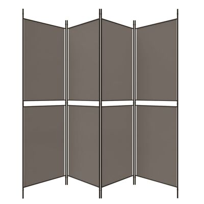 vidaXL Biombo divisor de 4 paneles de tela gris antracita 200x180 cm