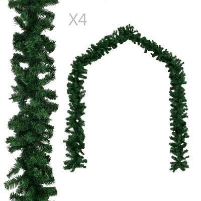 vidaXL Guirnaldas de Navidad 4 unidades PVC verde 270 cm