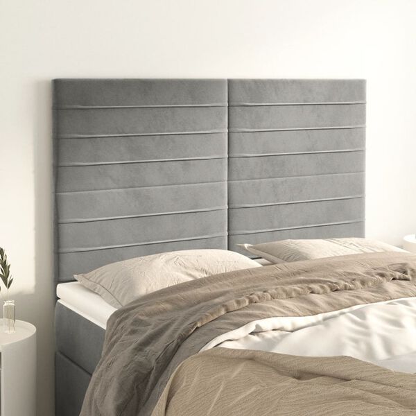 vidaXL Cabecero gris claro 144x5x118/128 cm terciopelo