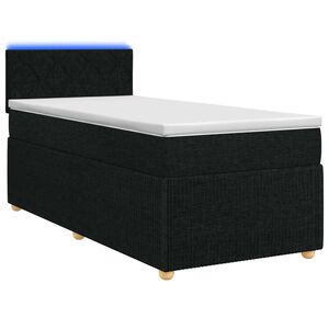vidaXL Cama box spring con colch&oacute;n con cabecera Negro 80 x 200 cm Tela