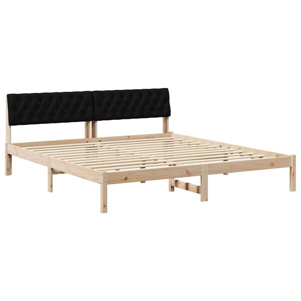 vidaXL Estructura de cama con cabecera Marr&oacute;n y negro 180 x 200 cm