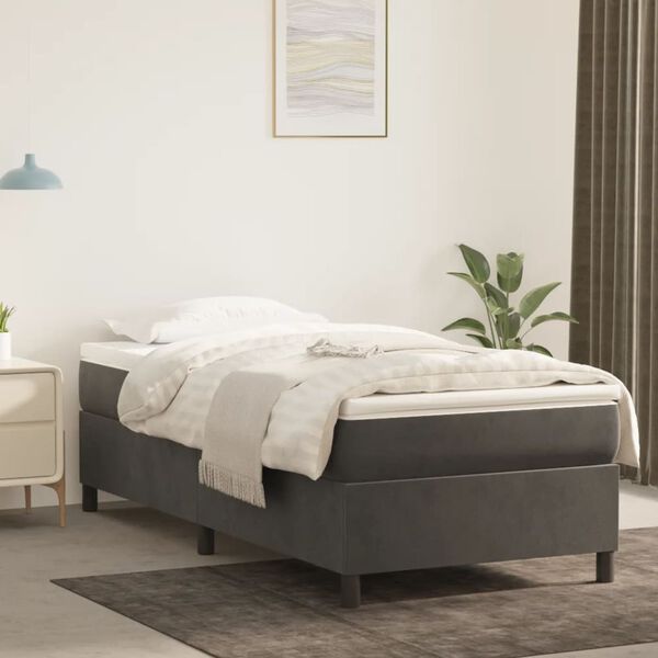 vidaXL Estructura de cama con somier terciopelo gris oscuro 100x200cm