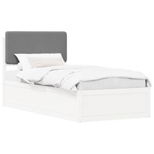 vidaXL Estructura de Cama con Cabecera Tapizada Gris Claro 90 x 190 cm