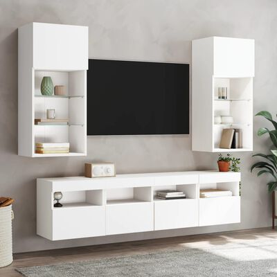 vidaXL Mueble de TV de pared con luces LED blanco 40x30x40 cm