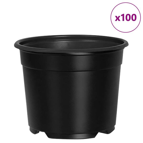 vidaXL Maceta de flores 100 pcs Negro &Oslash; 15 x 12.5 cm Pl&aacute;stico