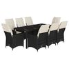 vidaXL Set de comedor de jard&iacute;n 9 pzas y cojines rat&aacute;n sint&eacute;tico negro