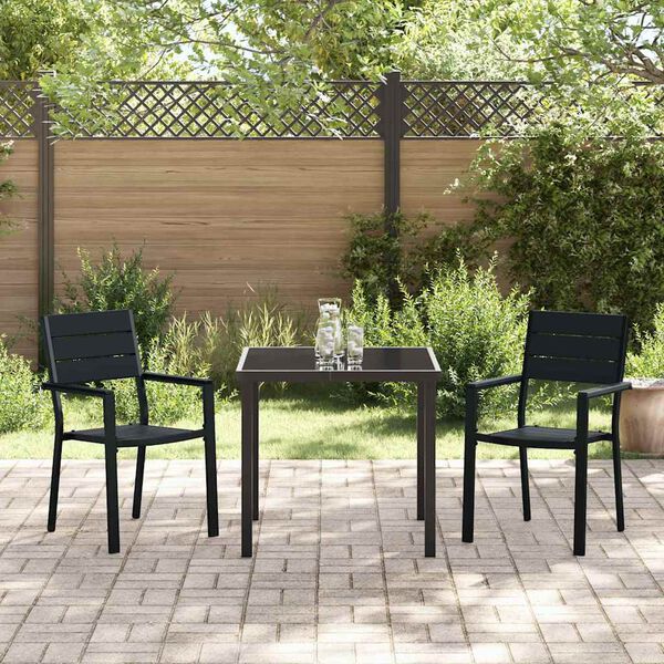 vidaXL Conjunto de Comedor de Jard&iacute;n 3 pcs Negro