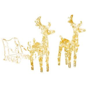 vidaXL Reno y trineo adorno navide&ntilde;o 160 LEDs acr&iacute;lico 130 cm
