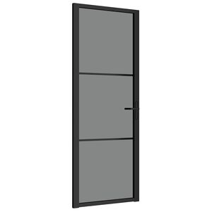 vidaXL Puerta interior vidrio EGS y aluminio negro 76x201,5 cm