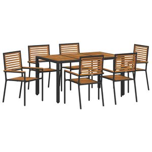 vidaXL Conjunto de Comedor de Jard&iacute;n 7 pcs Negro y Marr&oacute;n
