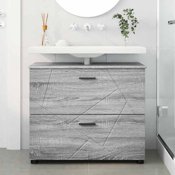 vidaXL Gabinete de Baño con cajón Gris Sonoma 76,5 x 35 x 64 cm