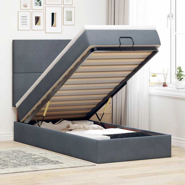 vidaXL Estructura cama otomana colchones terciopelo gris oscuro