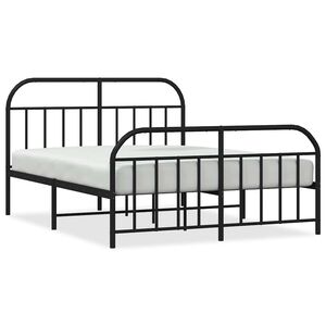 vidaXL Estructura cama sin colch&oacute;n con estribo metal negro 150x200 cm