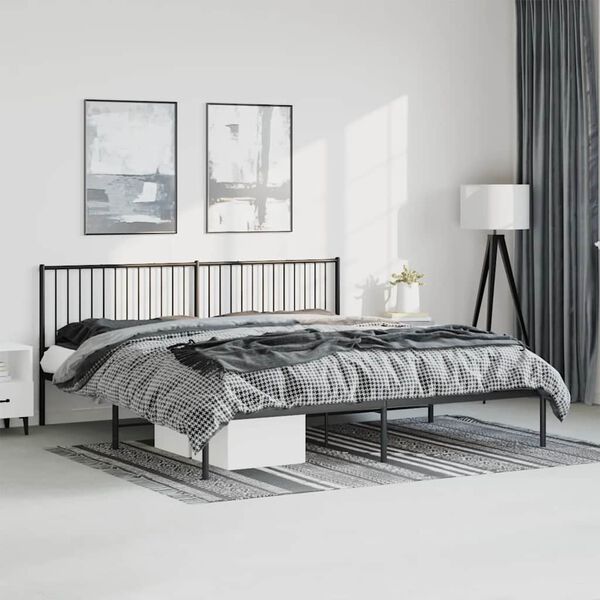 vidaXL Estructura cama sin colchón con cabecero metal negro 193x203 cm
