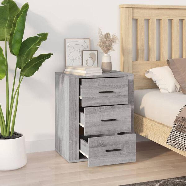 vidaXL Mesita de noche madera contrachapada gris Sonoma 50x36x60 cm