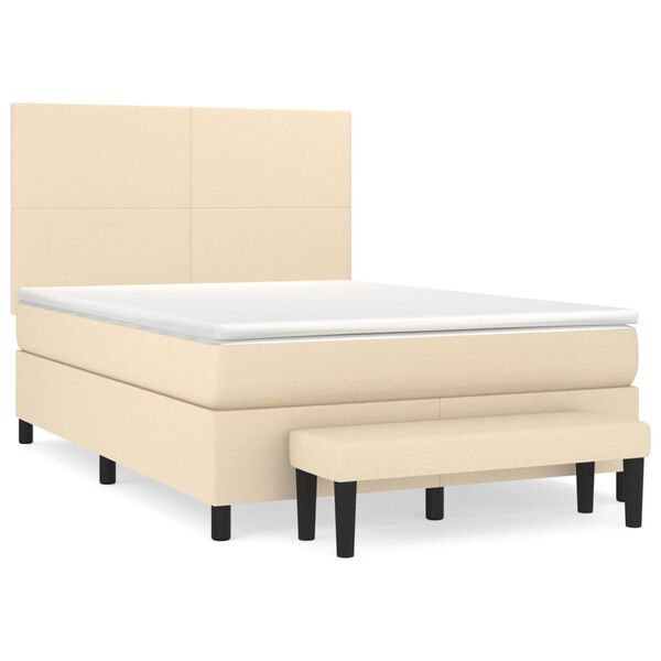vidaXL Cama box spring con colch&oacute;n tela color crema 140x200 cm