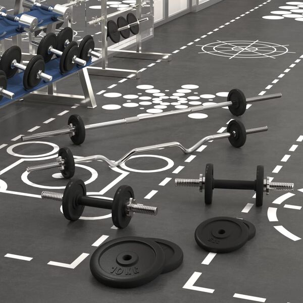 vidaXL Juego de barras y mancuernas con discos 60 kg hierro fundido