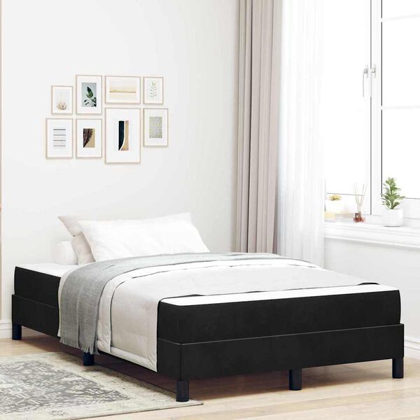 vidaXL Cama tipo Box Spring con colch&oacute;n Negro 120 x 200 cm tela