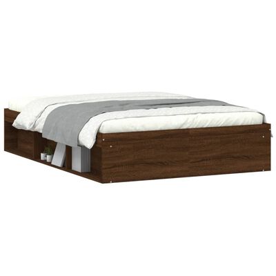 vidaXL Estructura de cama de matrimonio roble marrón 135x190 cm