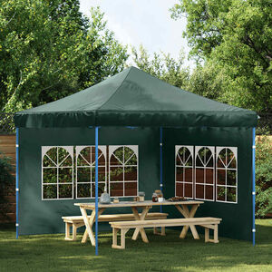 vidaXL Paredes laterales de carpa de fiesta con ventana 2 uds PE verde