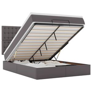 vidaXL Estructura cama otomana colch&oacute;n cuero sint&eacute;tico gris 140x200cm