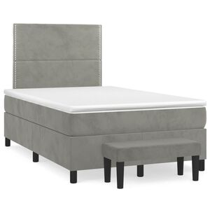 vidaXL Cama box spring con colch&oacute;n terciopelo gris claro 120x200 cm