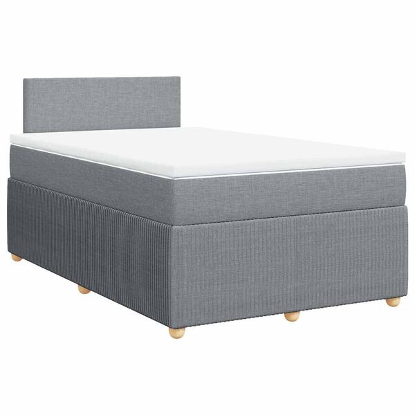 vidaXL Cama box spring con colch&oacute;n tela gris claro 120x200 cm