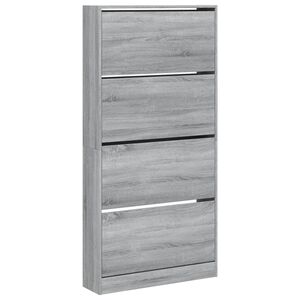 vidaXL Zapatero 4 cajones abatibles gris Sonoma 80x21x163,5 cm