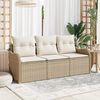 vidaXL Conjunto de sof&aacute; de jard&iacute;n con coj&iacute;n 3 pcs Beige Polirat&aacute;n