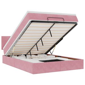 vidaXL Estructura cama otomana con colch&oacute;n terciopelo rosa 140x190 cm