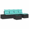 vidaXL Conjunto de sof&aacute; de jard&iacute;n 6 uds. Negro rat&aacute;n sint&eacute;tico