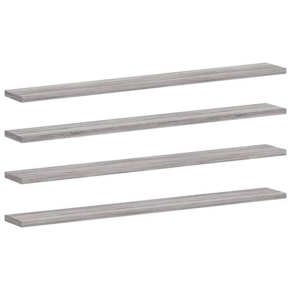 vidaXL Estantes pared 4 uds madera ingenier&iacute;a gris Sonoma 80x10x1,5 cm