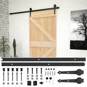 vidaXL Puerta Corredera Natural y negro 80 x 210 cm