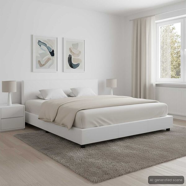 vidaXL Estructura de cama sin colchón cuero sintético blanco 120x200cm