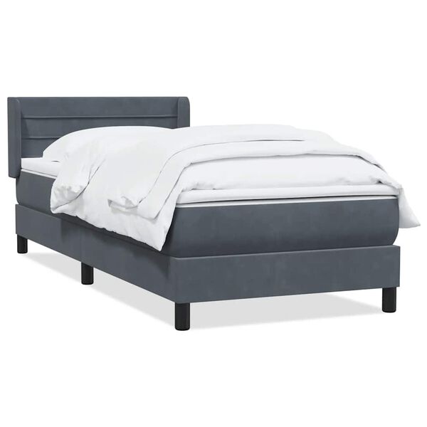 vidaXL Cama box spring con colch&oacute;n terciopelo gris oscuro 80x210 cm