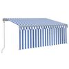 vidaXL Toldo autom&aacute;tico persiana, LED y sensor de viento azul 3,5x2,5m
