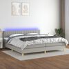 vidaXL Cama box spring con colch&oacute;n tela y LED gris claro 200x200 cm